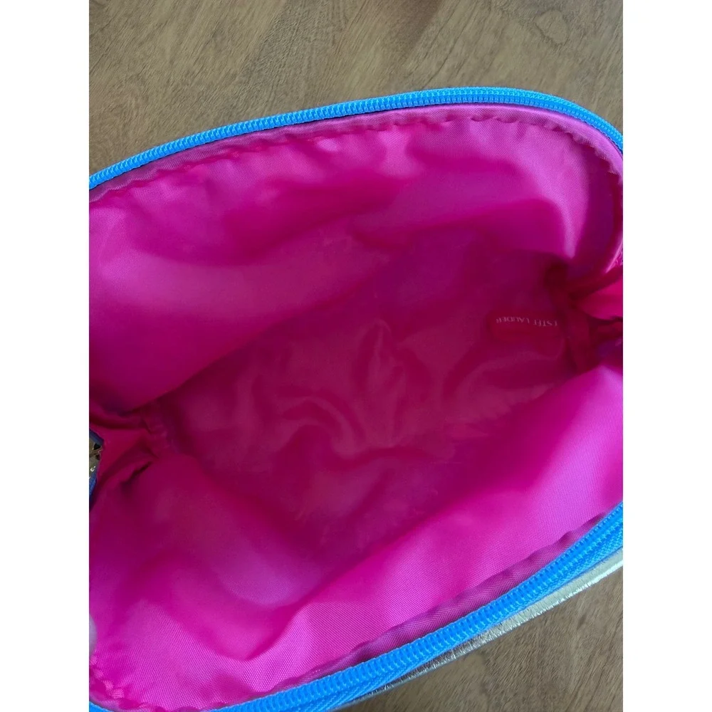 Lilly Pulitzer for Estee Lauder Floral Butterfly Makeup Bag Blue Green Pink